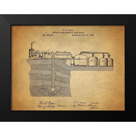 Oil Wells 1886 Black Modern Wood Framed Art Print by Sproul, Dan