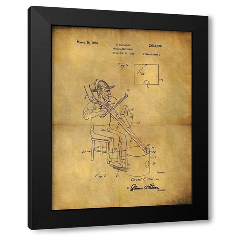 Musical Instrument 1936 Black Modern Wood Framed Art Print by Sproul, Dan