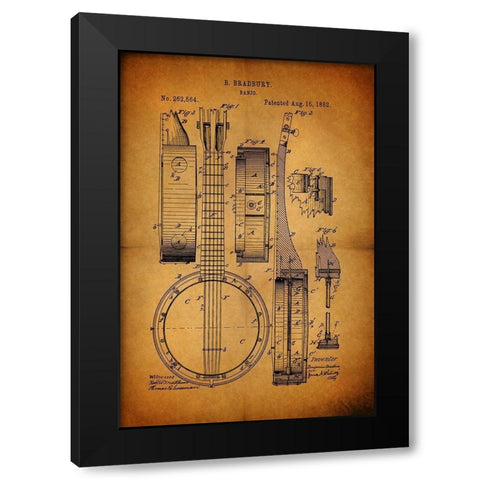Banjo 1882 Black Modern Wood Framed Art Print by Sproul, Dan