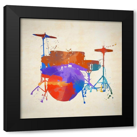Drums Black Modern Wood Framed Art Print with Double Matting by Sproul, Dan