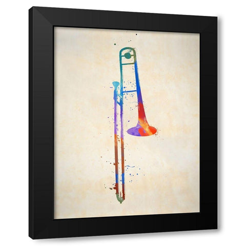 The Slid Trombone Black Modern Wood Framed Art Print with Double Matting by Sproul, Dan
