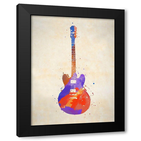 The String Guitar Black Modern Wood Framed Art Print with Double Matting by Sproul, Dan