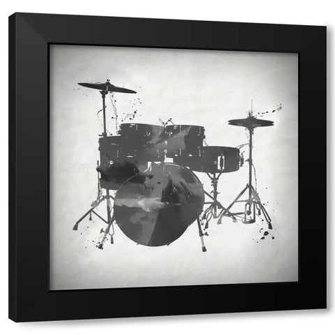 Black and White Drums Black Modern Wood Framed Art Print by Sproul, Dan