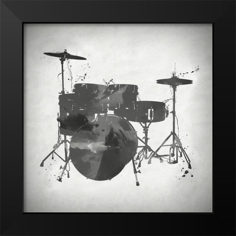 Black and White Drums Black Modern Wood Framed Art Print by Sproul, Dan