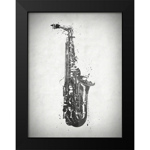 Black and White Sax Black Modern Wood Framed Art Print by Sproul, Dan