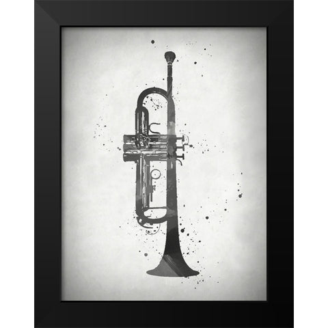 Black and White Trumpet Black Modern Wood Framed Art Print by Sproul, Dan