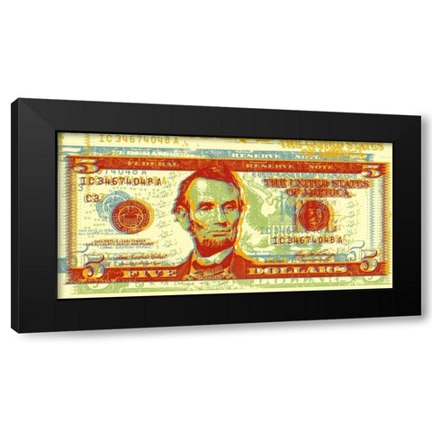 Five Dollar Bill Black Modern Wood Framed Art Print by Chambers, Dustin