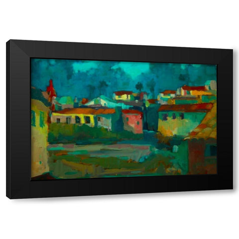 The Village Black Modern Wood Framed Art Print with Double Matting by Barbini, Eddie
