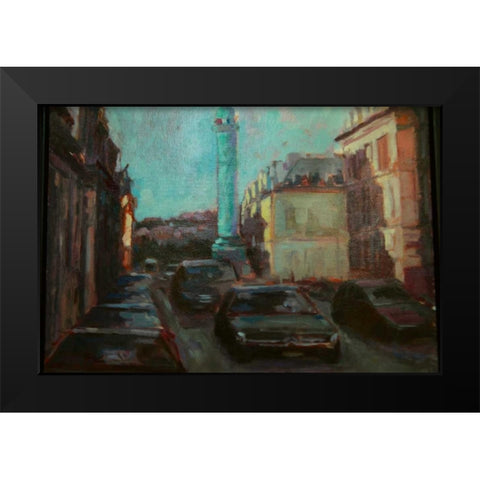 City Street Black Modern Wood Framed Art Print by Barbini, Eddie