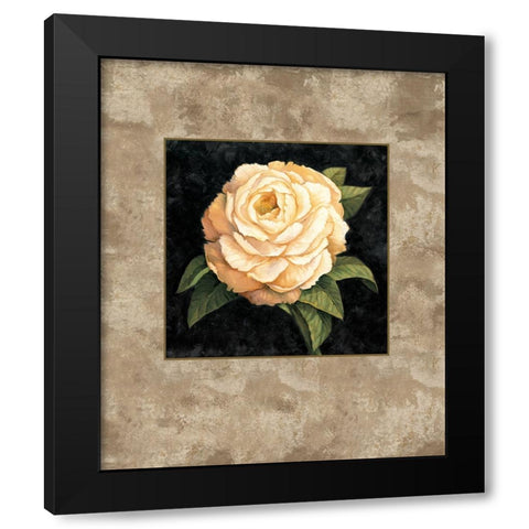 Yellow Peony Black Modern Wood Framed Art Print with Double Matting by Lopez, E.