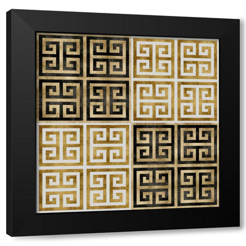 Greek Key I Black Modern Wood Framed Art Print with Double Matting by Roberts, Ellie