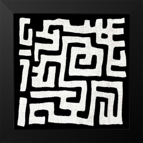 Mudcloth Black I Black Modern Wood Framed Art Print by Roberts, Ellie