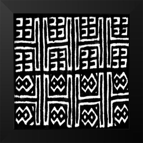 Mudcloth Black VII Black Modern Wood Framed Art Print by Roberts, Ellie