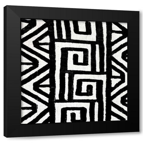 Mudcloth Black VIII Black Modern Wood Framed Art Print with Double Matting by Roberts, Ellie