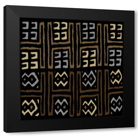 Mudcloth IV Black Modern Wood Framed Art Print with Double Matting by Roberts, Ellie