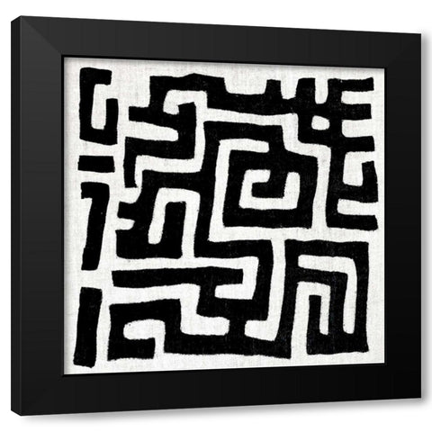 Mudcloth White I Black Modern Wood Framed Art Print by Roberts, Ellie