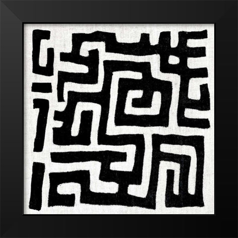 Mudcloth White I Black Modern Wood Framed Art Print by Roberts, Ellie