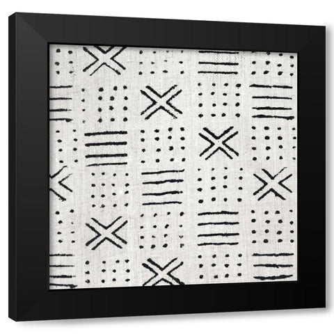 Mudcloth White III Black Modern Wood Framed Art Print with Double Matting by Roberts, Ellie