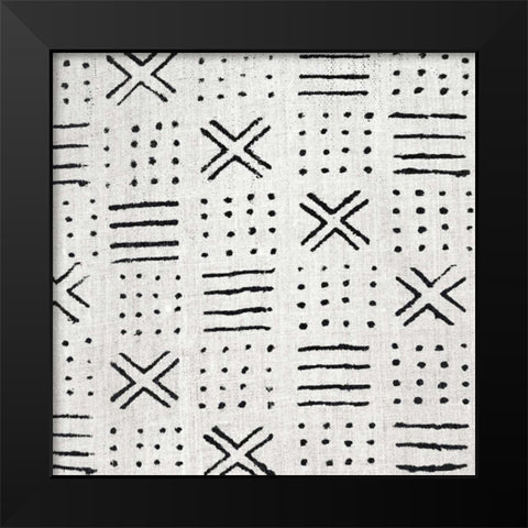Mudcloth White III Black Modern Wood Framed Art Print by Roberts, Ellie