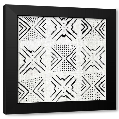 Mudcloth White IV Black Modern Wood Framed Art Print with Double Matting by Roberts, Ellie