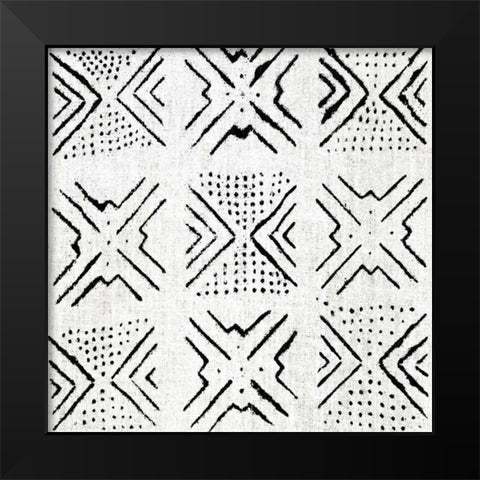 Mudcloth White IV Black Modern Wood Framed Art Print by Roberts, Ellie