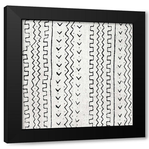 Mudcloth White VI Black Modern Wood Framed Art Print with Double Matting by Roberts, Ellie