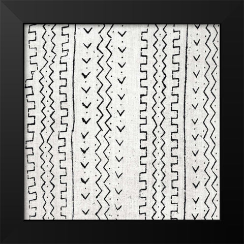 Mudcloth White VI Black Modern Wood Framed Art Print by Roberts, Ellie