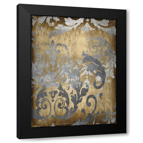 Damask in Gold I Black Modern Wood Framed Art Print by Roberts, Ellie