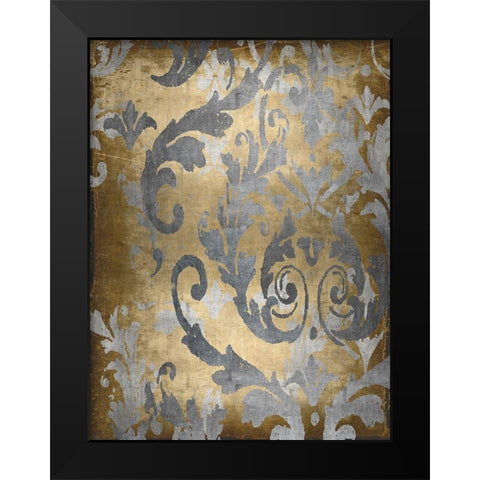 Damask in Gold II Black Modern Wood Framed Art Print by Roberts, Ellie