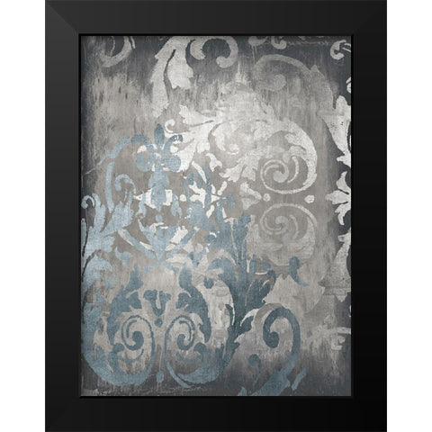 Damask in Silver II Black Modern Wood Framed Art Print by Roberts, Ellie
