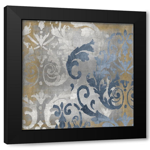 Damask in Silver and Gold I Black Modern Wood Framed Art Print with Double Matting by Roberts, Ellie