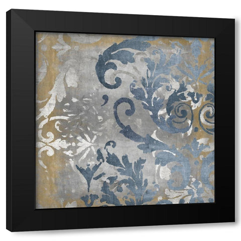 Damask in Silver and Gold II Black Modern Wood Framed Art Print by Roberts, Ellie