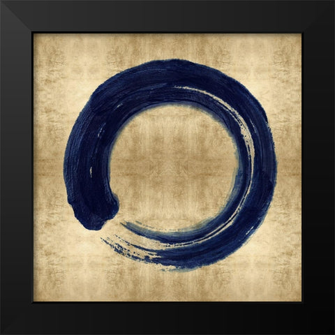 Blue Zen Circle on Gold I Black Modern Wood Framed Art Print by Roberts, Ellie