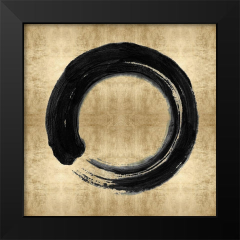 Black Zen Circle on Gold I Black Modern Wood Framed Art Print by Roberts, Ellie