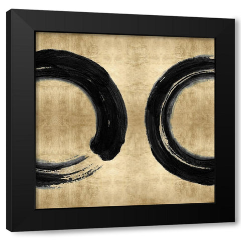 Black Zen Circle on Gold II Black Modern Wood Framed Art Print by Roberts, Ellie