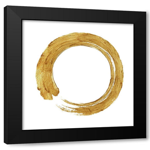 Gold Zen Circle on White I Black Modern Wood Framed Art Print by Roberts, Ellie