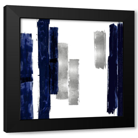 Vertical Blue and Silver I Black Modern Wood Framed Art Print by Roberts, Ellie
