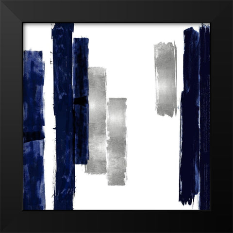 Vertical Blue and Silver I Black Modern Wood Framed Art Print by Roberts, Ellie