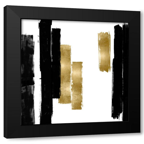 Vertical Black and Gold I Black Modern Wood Framed Art Print with Double Matting by Roberts, Ellie
