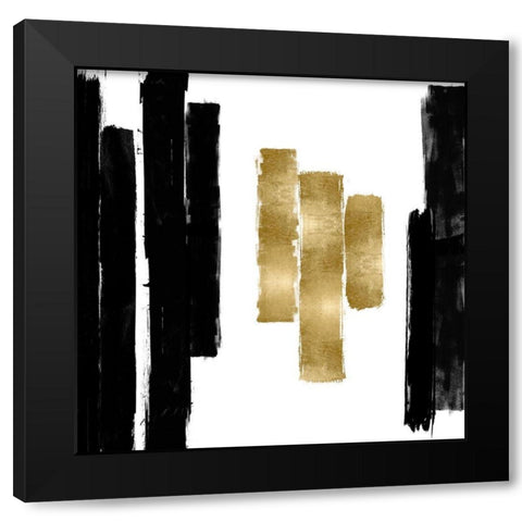 Vertical Black and Gold II Black Modern Wood Framed Art Print with Double Matting by Roberts, Ellie