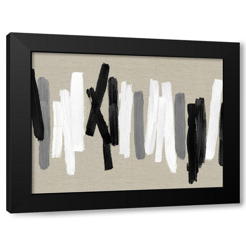 Strokes Black and White Black Modern Wood Framed Art Print with Double Matting by Roberts, Ellie