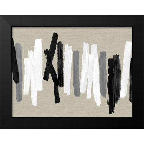 Strokes Black and White Black Modern Wood Framed Art Print by Roberts, Ellie