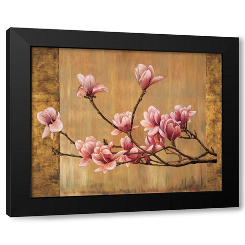 Pink Magnolias Black Modern Wood Framed Art Print by Lange, Erin