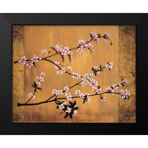 Cherry Blossoms Black Modern Wood Framed Art Print by Lange, Erin