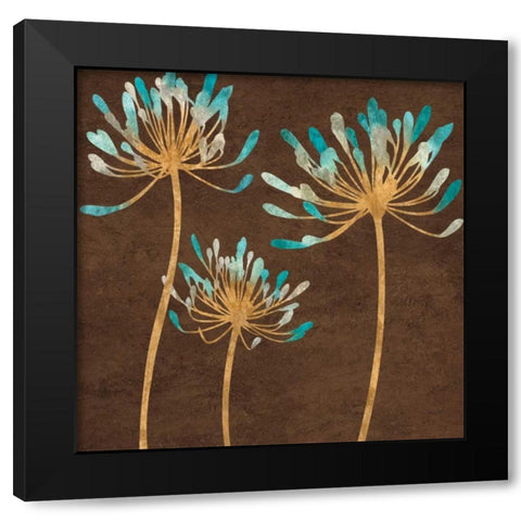 Teal Bloom I Black Modern Wood Framed Art Print with Double Matting by Lange, Erin