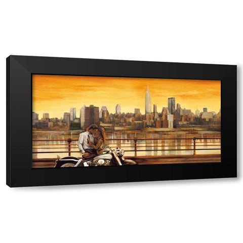 Lovers in New York Black Modern Wood Framed Art Print by Rovere, Edoardo