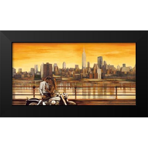 Lovers in New York Black Modern Wood Framed Art Print by Rovere, Edoardo