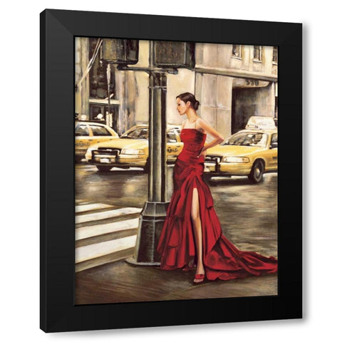 Woman in New York Black Modern Wood Framed Art Print with Double Matting by Rovere, Edoardo