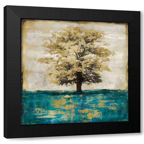 Stately - Aqua with Gold Black Modern Wood Framed Art Print by Turner, Eric