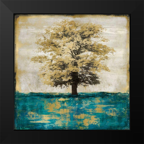 Stately - Aqua with Gold Black Modern Wood Framed Art Print by Turner, Eric